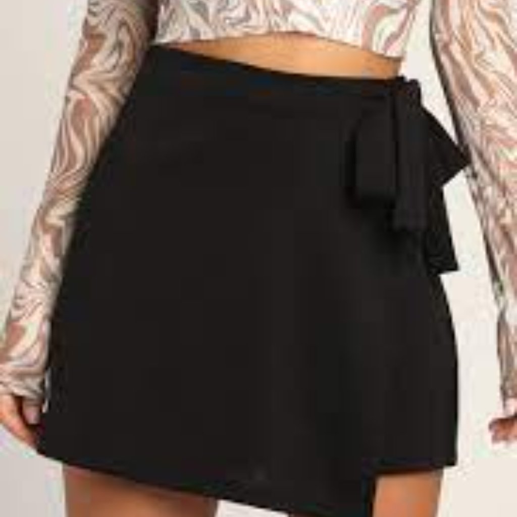 Wild Fable Black Tie Faux Wrap Mini Skirt Size S
